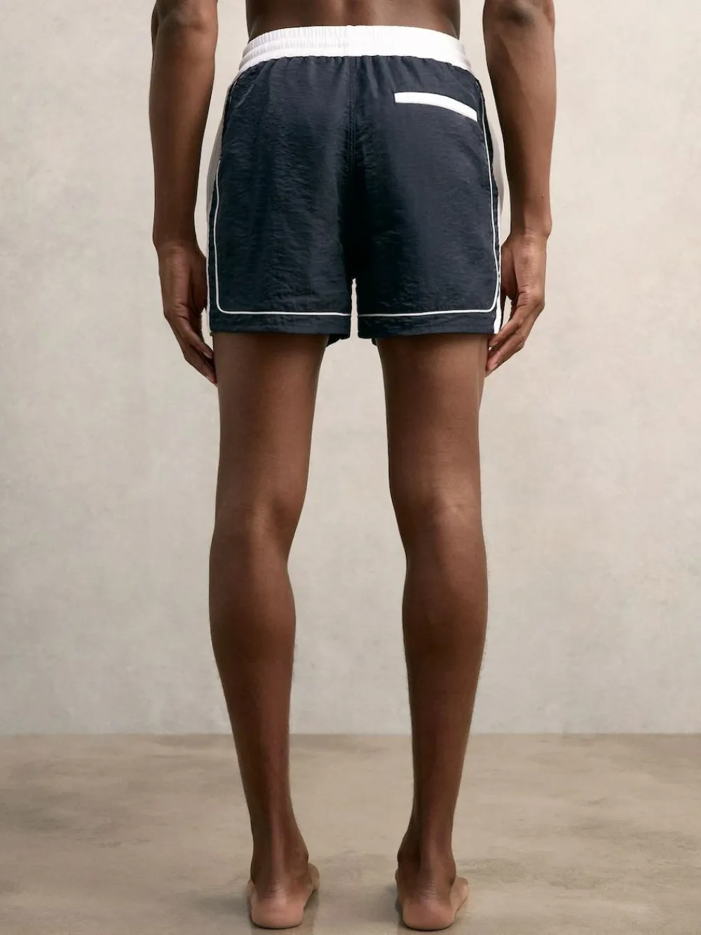 Sale Reiss Cano Colour-Block Piped-Trim Swim Shorts Navy/White