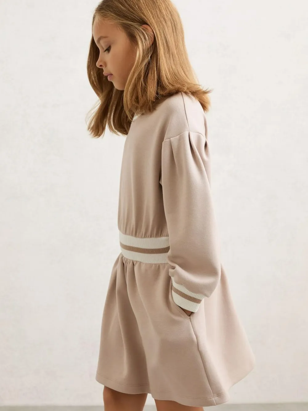 Reiss Neutral Giovanna 13-14 yrs Stripe-Trim Sweatshirt Dress^ Knitwear|Knitwear