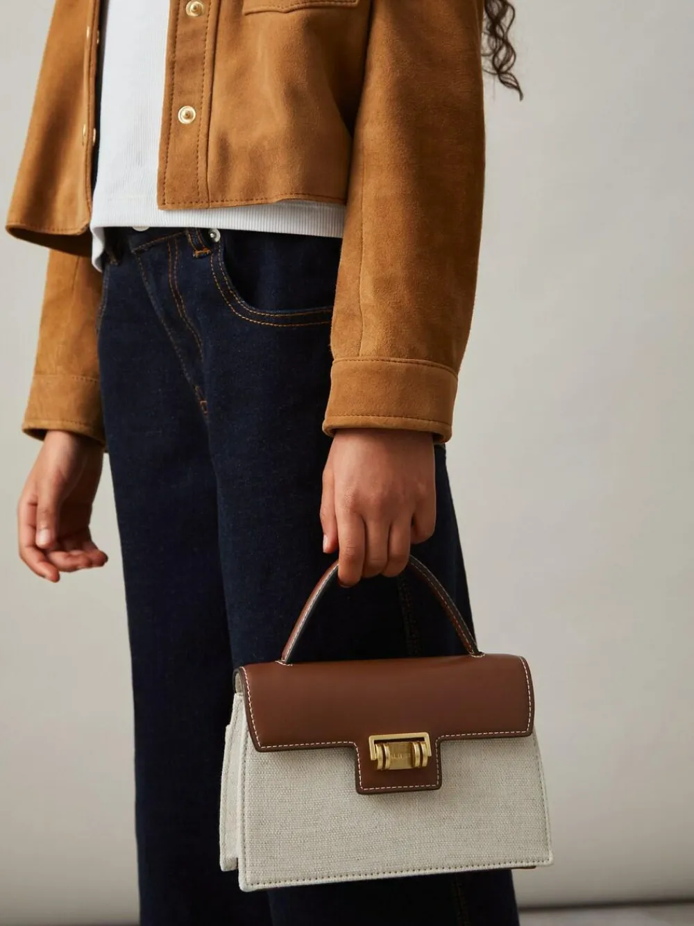 Reiss Neutral Kinsley Girls Linen Canvas Top Handle Bag^ Bags