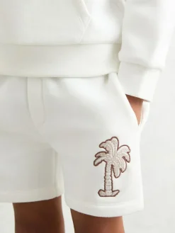 Reiss Off White Kayo 3-9 yrs Cotton Blend Palm Embroidered Shorts^ Shorts