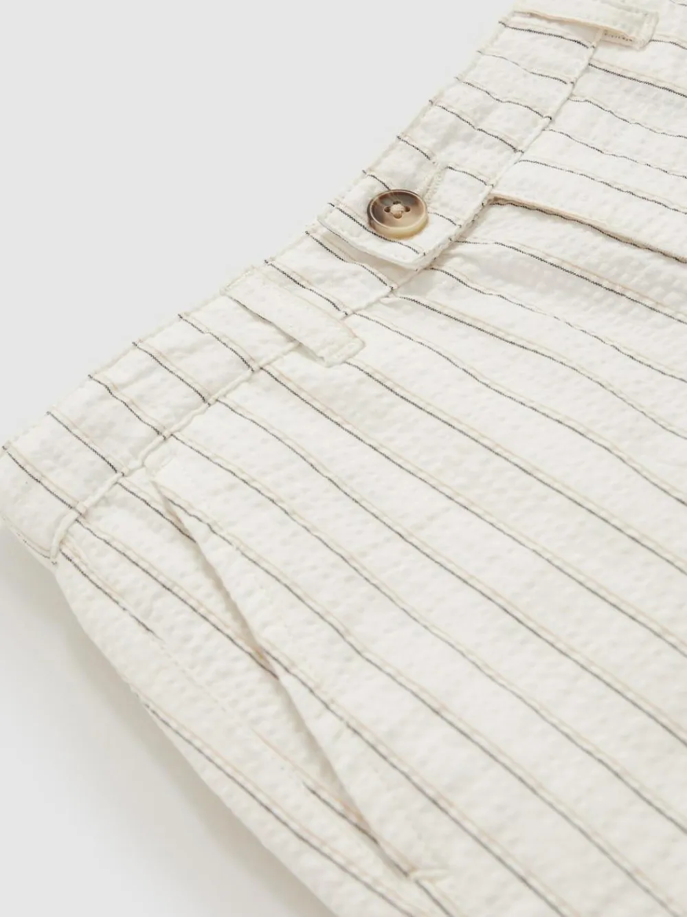 New Reiss Off White/Taupe Brown Easton 3-9 yrs Cotton Pinstripe Trousers Regular-Fit