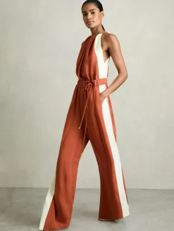 Outlet Reiss Orange Inez Colour-Block Rope-Cord Jumpsuit