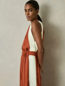 Outlet Reiss Orange Inez Colour-Block Rope-Cord Jumpsuit