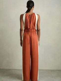 Outlet Reiss Orange Inez Colour-Block Rope-Cord Jumpsuit