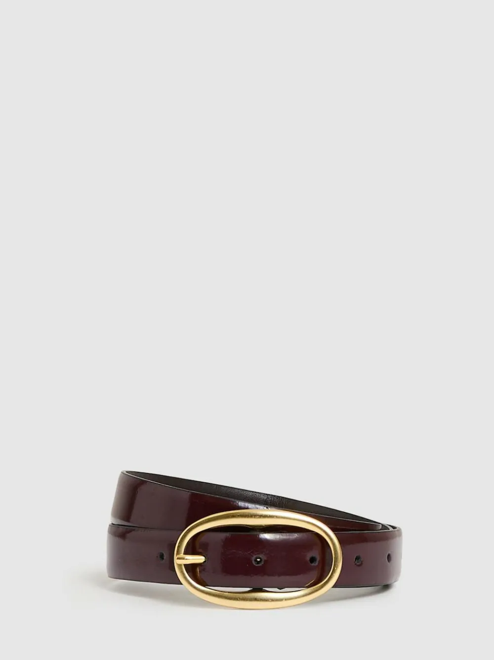 Outlet Reiss Oxblood Drew Patent Leather Oval Buckle Belt