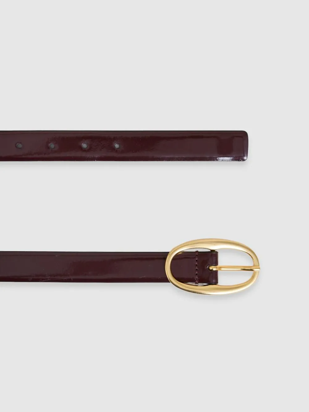 Outlet Reiss Oxblood Drew Patent Leather Oval Buckle Belt