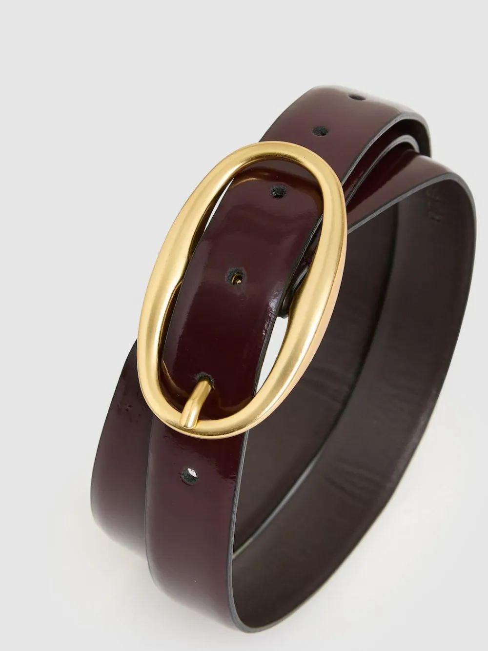 Outlet Reiss Oxblood Drew Patent Leather Oval Buckle Belt