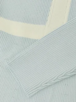 Reiss Pale Blue Alma 9-13 yrs Craft-Stitch Rib-Knit Dress