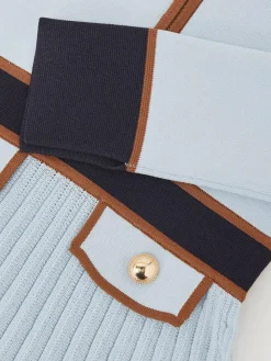 Reiss Anne 3-9 yrs Pleated Tipped Knit Dress Pale Blue