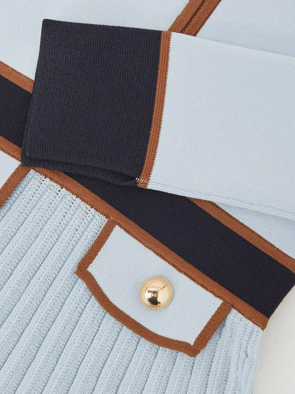 Reiss Anne 3-9 yrs Pleated Tipped Knit Dress Pale Blue