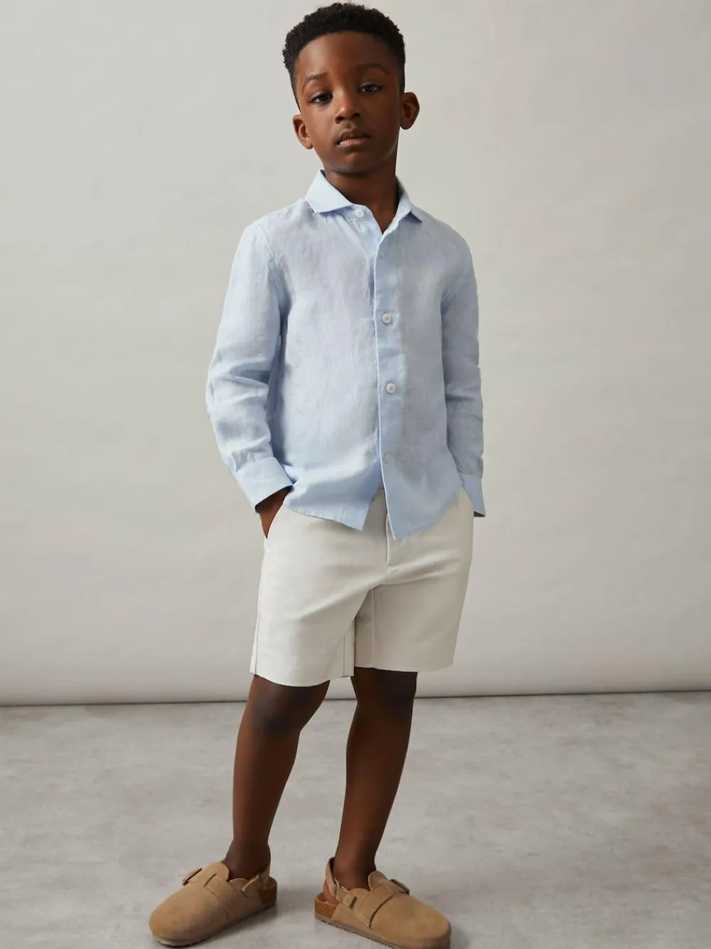 Reiss Ruban 3-9 yrs Linen Cutaway Collar Shirt^BOY Shirts
