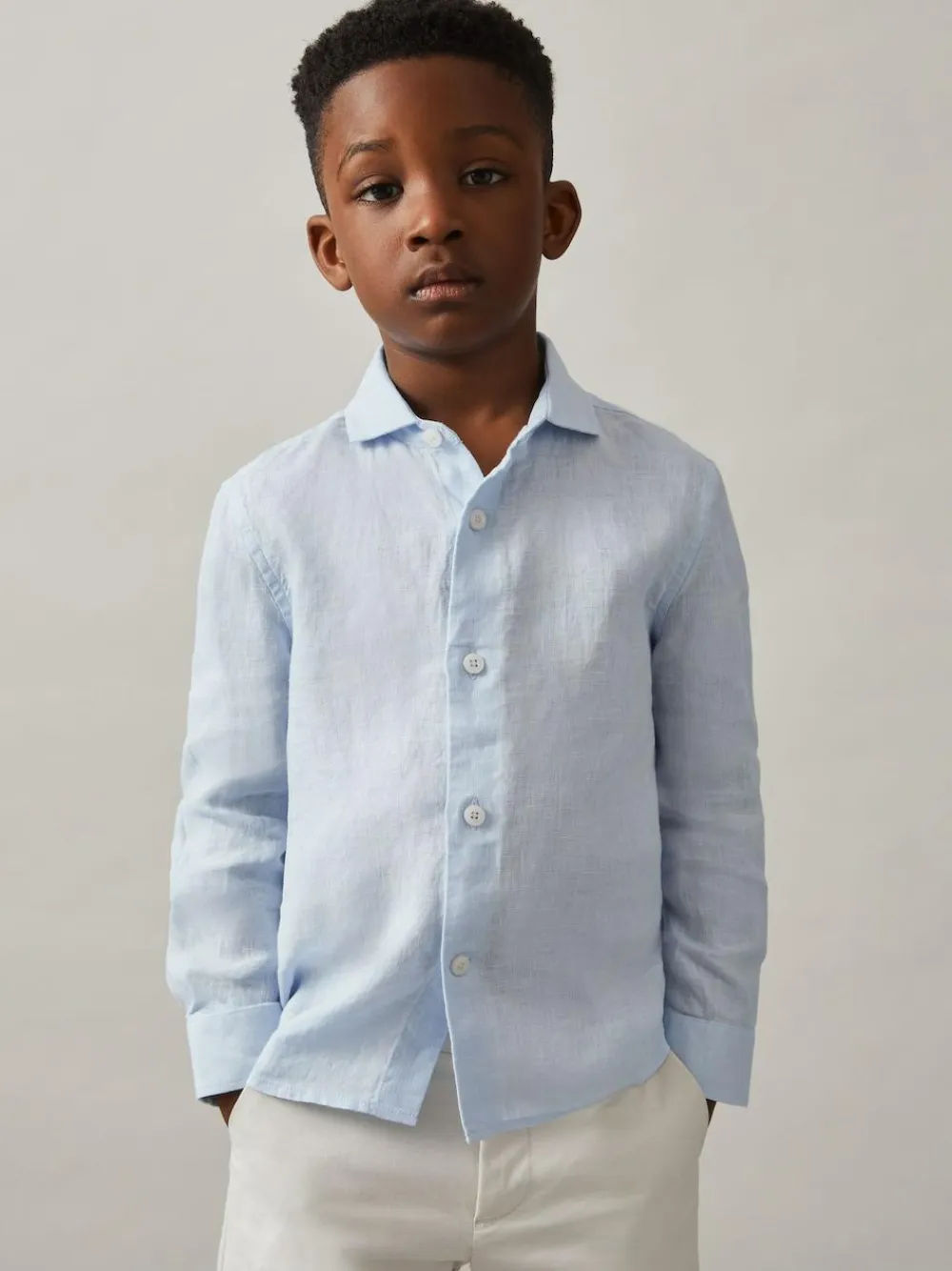 Reiss Ruban 3-9 yrs Linen Cutaway Collar Shirt^BOY Shirts