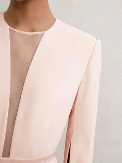 Reiss Pale Pink Evora Plunge-Neck Split-Sleeve Jumpsuit^Women Jumpsuits & Playsuits