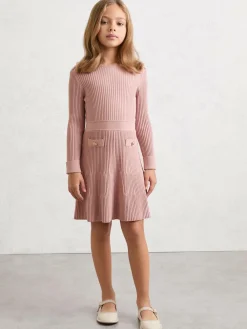 Reiss Pink Charlotte 3-9 yrs Rib-Knit Skater Dress