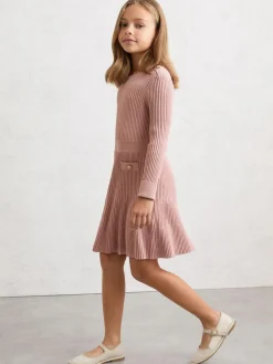Reiss Pink Charlotte 3-9 yrs Rib-Knit Skater Dress