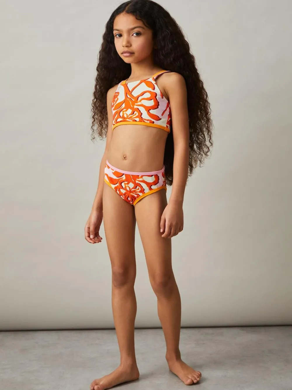 Reiss Pink Print Phoebe 9-13 yrs Floral-Print Bikini Top^ Swimwear|Swimwear