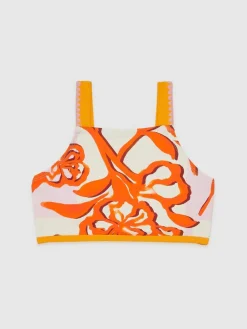 Sale Reiss Pink Print Phoebe 4-9 yrs Floral-Print Bikini Top