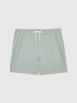 Sale Reiss Tito Drawstring Geometric Print Swim Shorts Pistachio Green