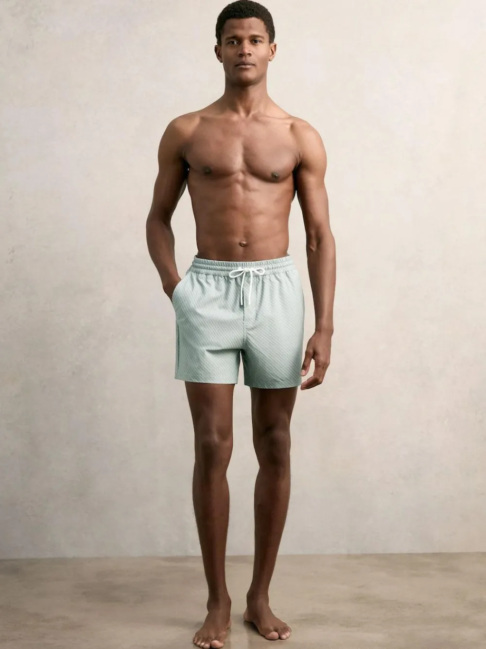 Sale Reiss Tito Drawstring Geometric Print Swim Shorts Pistachio Green