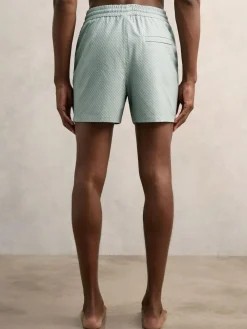 Sale Reiss Tito Drawstring Geometric Print Swim Shorts Pistachio Green