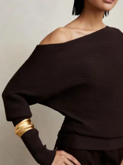 Reiss Lorna Asymmetric Draped Knitted Jumper^Women Knitwear|Knitwear