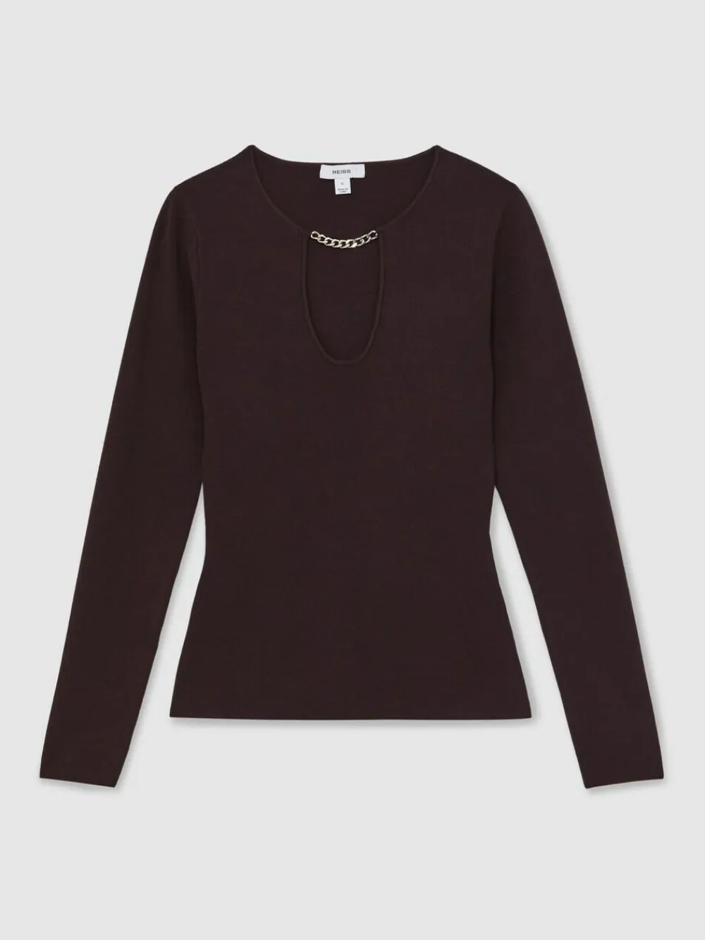 Reiss Tilly Chain-Detail Keyhole Knit Top^Women Tops & T-Shirts|Knitwear