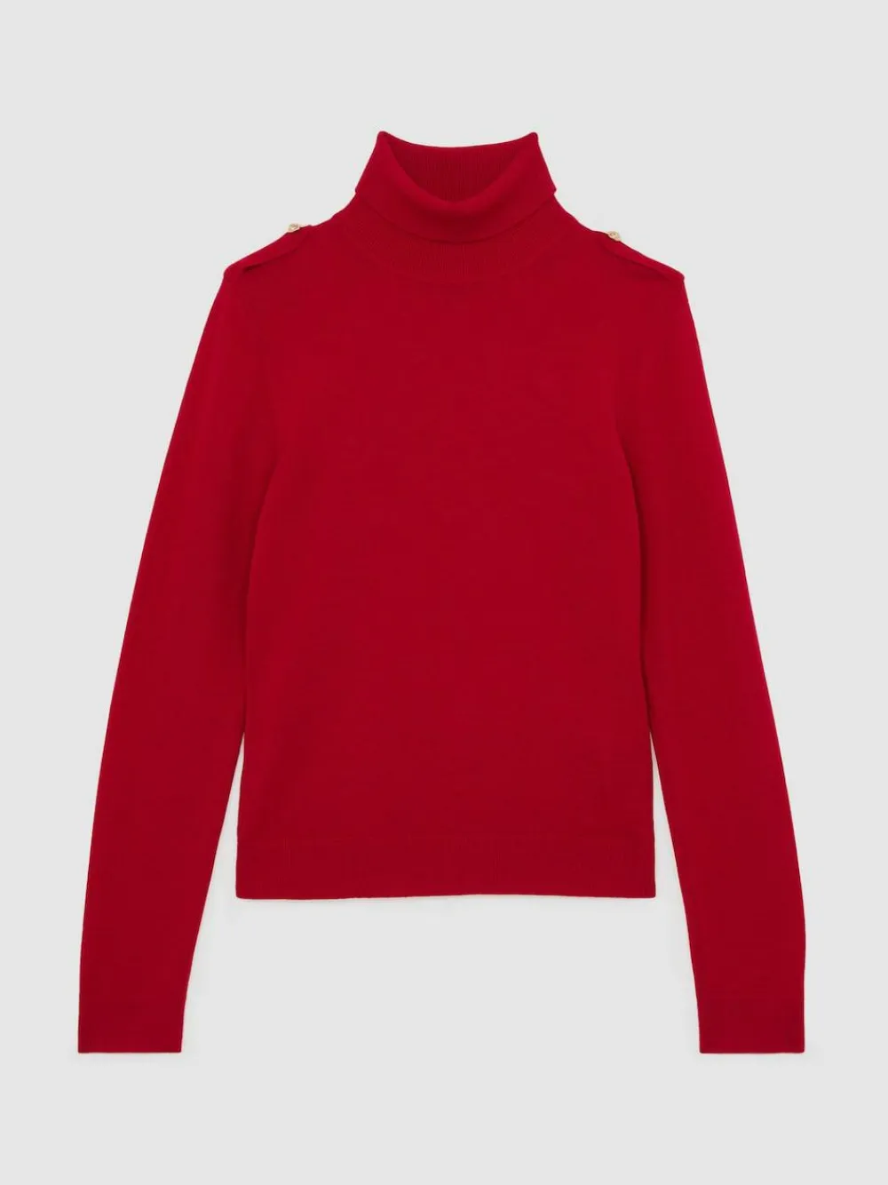 Discount Reiss Corrine Wool Epaulette Roll-Neck Jumper Red
