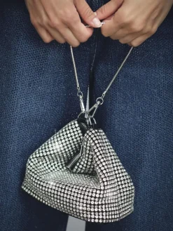 Reiss Leah Crystal Bracelet Pouch Bag Silver