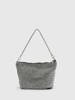 Reiss Leah Crystal Bracelet Pouch Bag Silver