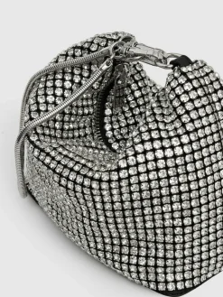 Reiss Leah Crystal Bracelet Pouch Bag Silver