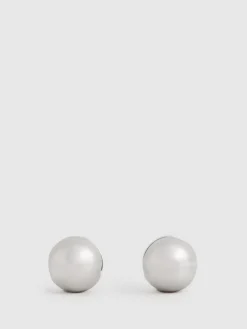 Best Reiss Pollie Polished Ball Huggie Earrings Silver Tone