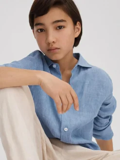 Reiss Ruban 3-9 yrs Linen Cutaway Collar Shirt^BOY Shirts