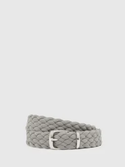Best Reiss Jesse Suede Woven Belt Soft Grey