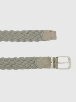 Best Reiss Jesse Suede Woven Belt Soft Grey