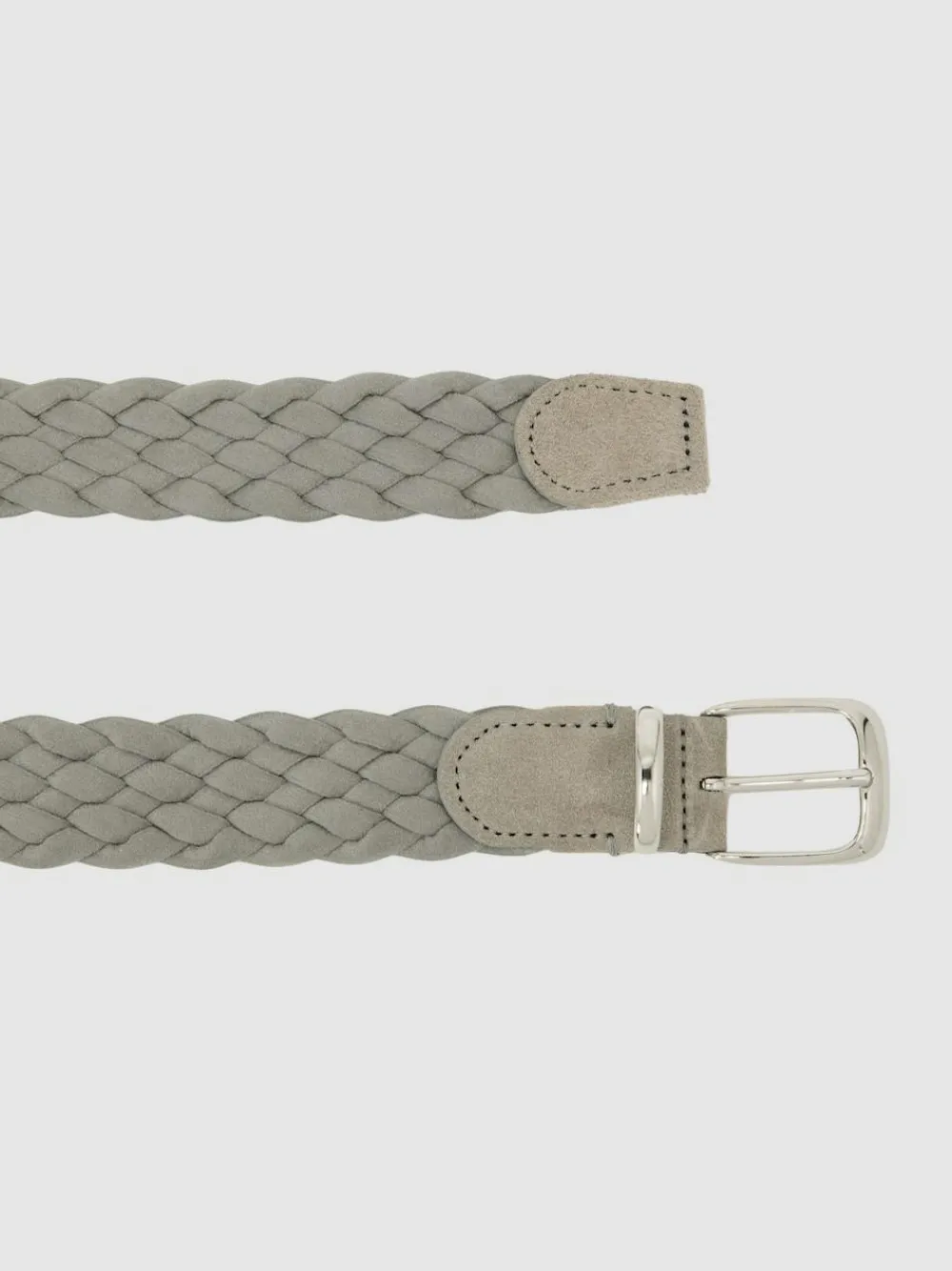 Best Reiss Jesse Suede Woven Belt Soft Grey