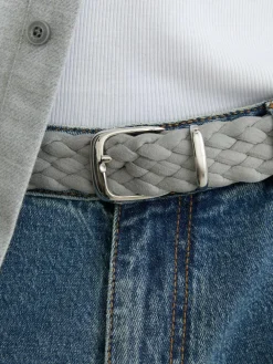 Best Reiss Jesse Suede Woven Belt Soft Grey