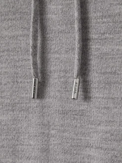 Reiss Soft Grey Mouline Holland Merino Wool Drawstring Hoodie^ Loungewear