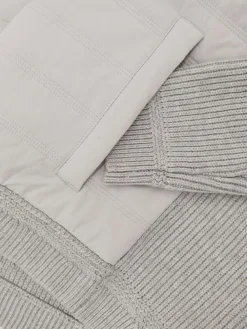 Sale Reiss Townsend Quilted Rib-Knit Funnel-Neck Jacket Soft Grey