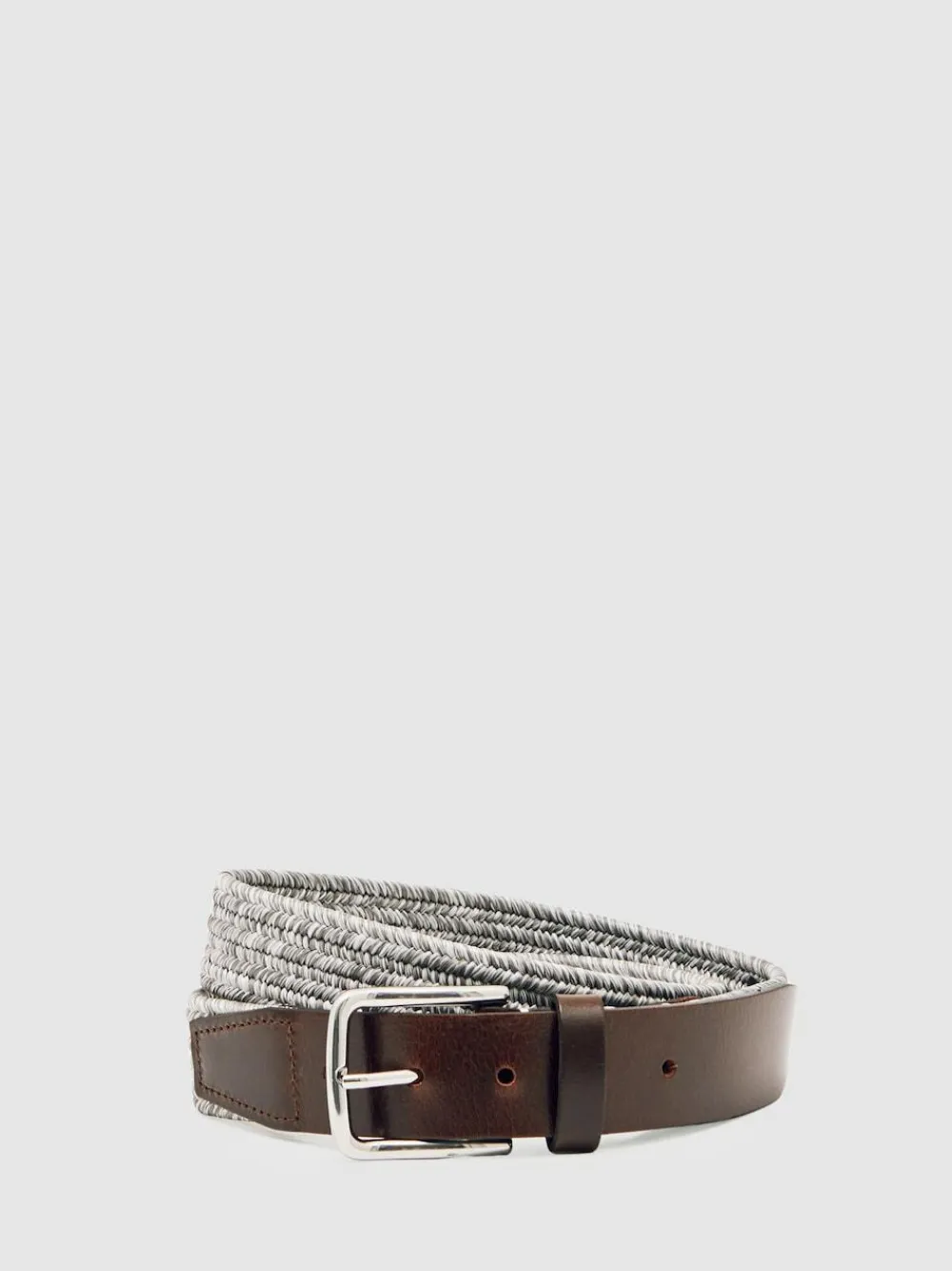 Reiss Soft Grey Welling Webbing Belt With Leather Trim^ Belts & Braces