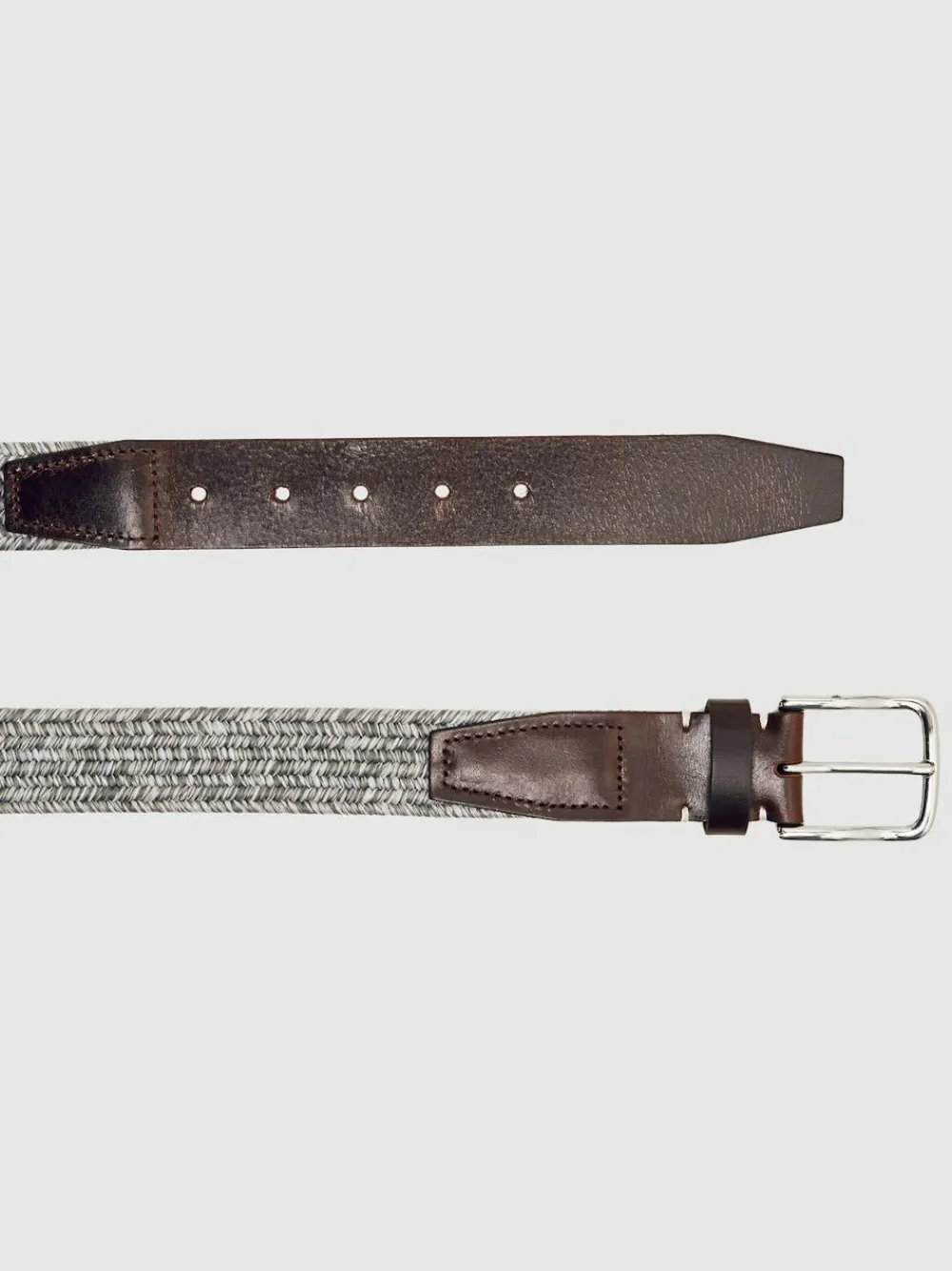 Reiss Soft Grey Welling Webbing Belt With Leather Trim^ Belts & Braces