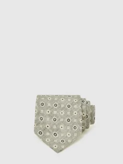 Sale Reiss Cosimo Silk Floral-Medallion Tie Soft Sage