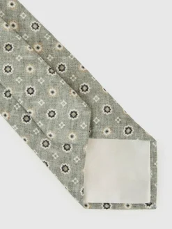 Sale Reiss Cosimo Silk Floral-Medallion Tie Soft Sage