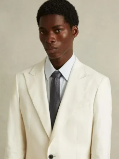 Reiss Parma Silk Blend Jacquard Tie Steel Blue