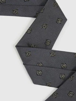 Reiss Parma Silk Blend Jacquard Tie Steel Blue