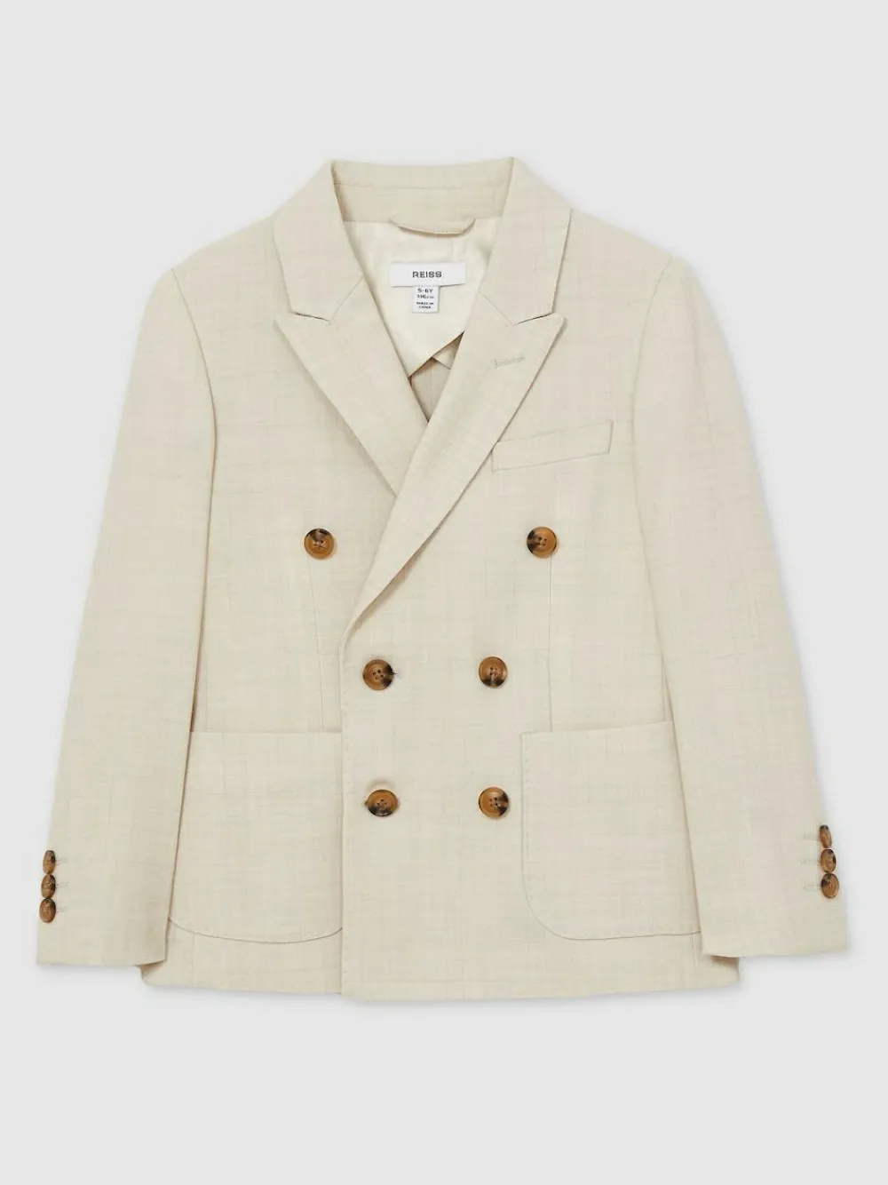Reiss Stone Belmont J 9-13 yrs Double-Breasted Textured Blazer With Wool^BOY Suits & Vest|Occasionwear