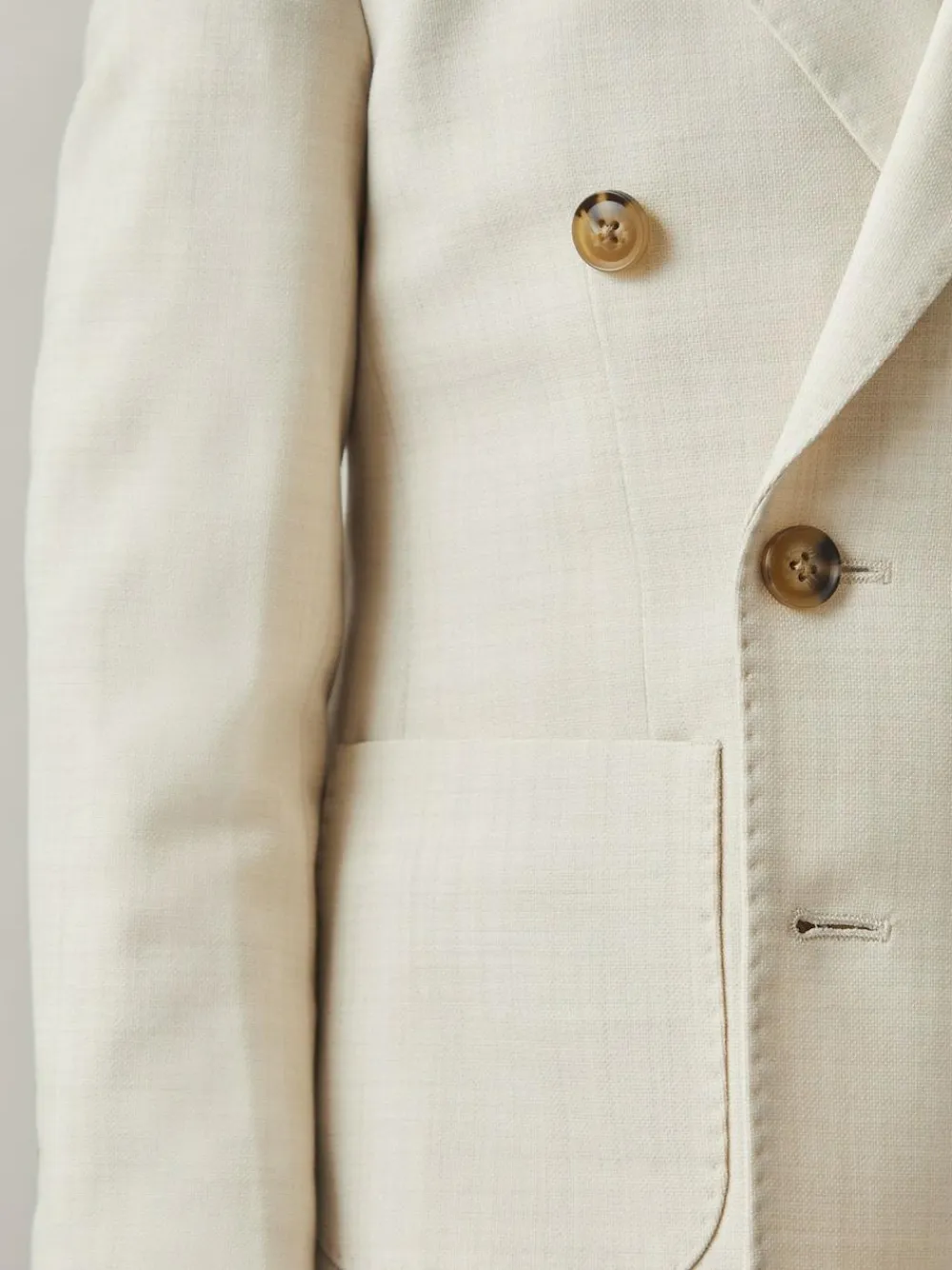 Reiss Stone Belmont J 9-13 yrs Double-Breasted Textured Blazer With Wool^BOY Suits & Vest|Occasionwear