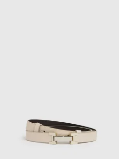 New Reiss Hayley Leather Square Hinge Belt Stone