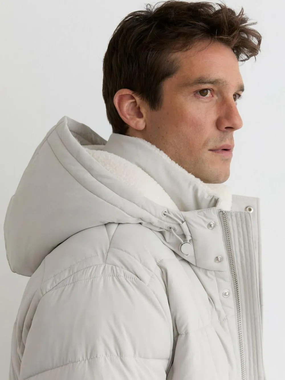 Discount Reiss Klause Fleece-Lined Hooded Puffer Jacket Stone