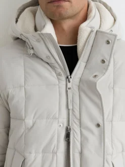 Discount Reiss Klause Fleece-Lined Hooded Puffer Jacket Stone