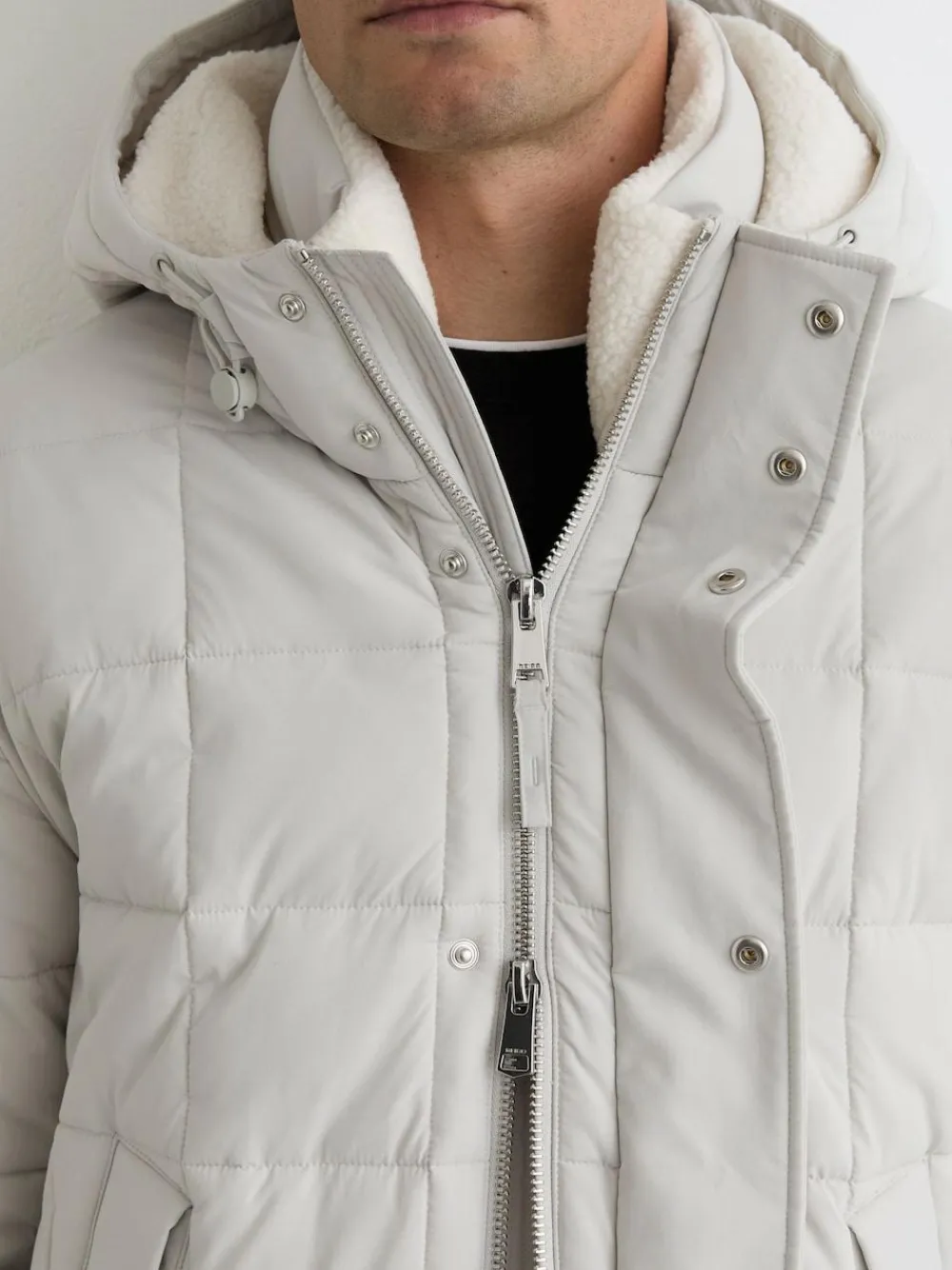Discount Reiss Klause Fleece-Lined Hooded Puffer Jacket Stone